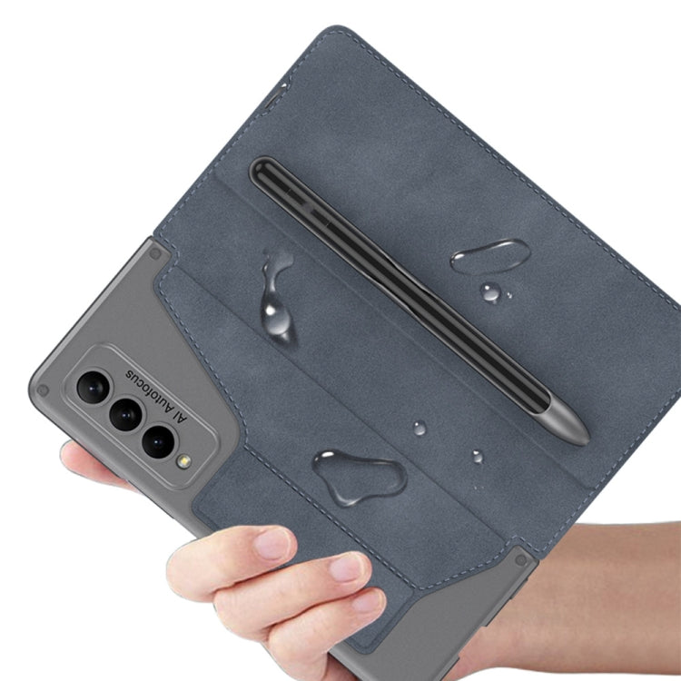 For Samsung Galaxy Z Fold4 GKK Armor Flip Leather Phone Case with Pen Slots(Grey) - Galaxy Z Fold4 5G Cases by GKK | Online Shopping UK | buy2fix