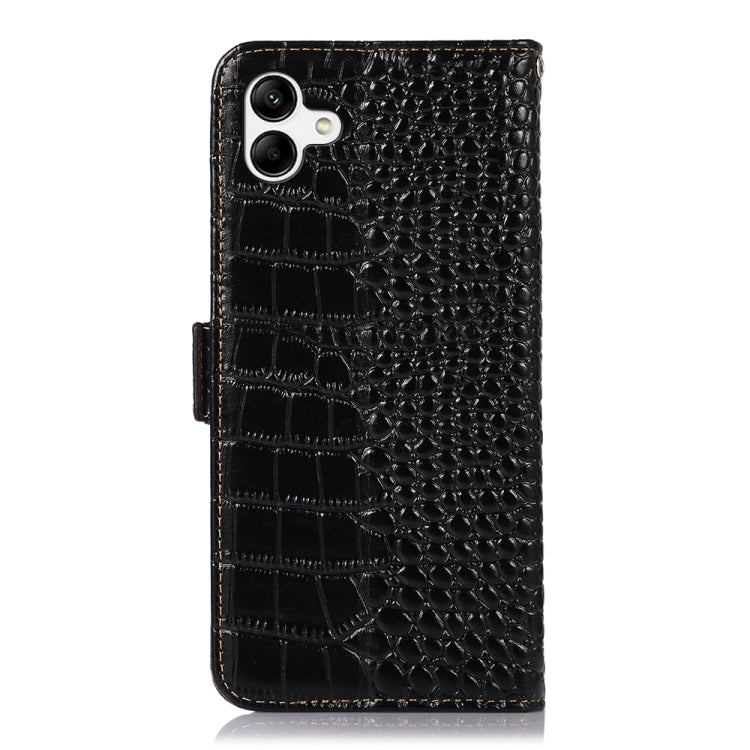 For Samsung Galaxy A04 4G Crocodile Top Layer Cowhide Leather Phone Case(Black) - Galaxy Phone Cases by buy2fix | Online Shopping UK | buy2fix