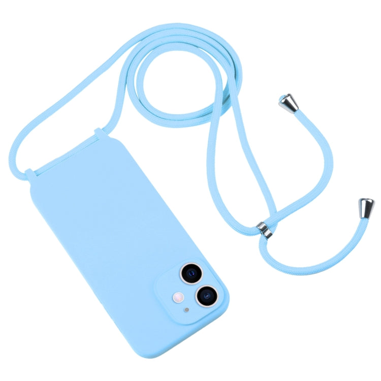 For iPhone 12 Crossbody Lanyard Liquid Silicone Case(Blue) - iPhone 12 / 12 Pro Cases by buy2fix | Online Shopping UK | buy2fix