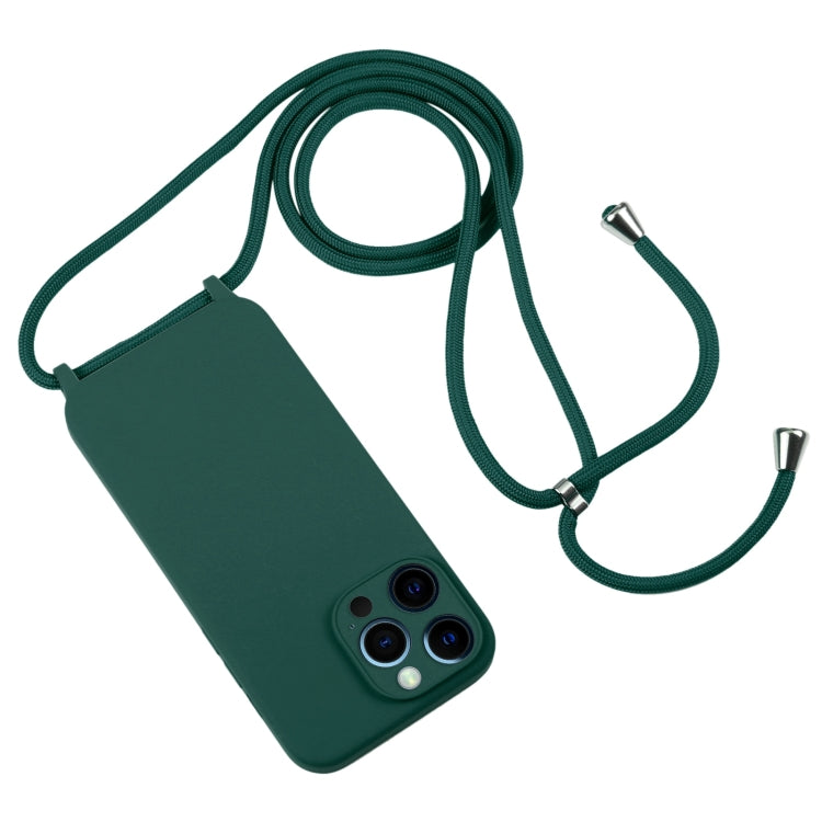 For iPhone 12 Pro Max Crossbody Lanyard Liquid Silicone Case(Pine Needle Green) - iPhone 12 Pro Max Cases by buy2fix | Online Shopping UK | buy2fix