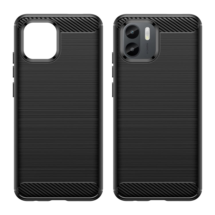 For Xiaomi Redmi A1 Brushed Texture Carbon Fiber TPU Phone Case(Black) - Xiaomi Cases by buy2fix | Online Shopping UK | buy2fix