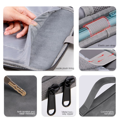 For 9.7-11 inch Laptop Portable Sheepskin Texture Leather Bag(Grey) - 10 - 11 inch by buy2fix | Online Shopping UK | buy2fix