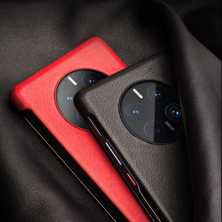 For Huawei Mate 50 QIALINO Genuine Leather Side Window View Smart Phone Case(Red) - Huawei Cases by QIALINO | Online Shopping UK | buy2fix