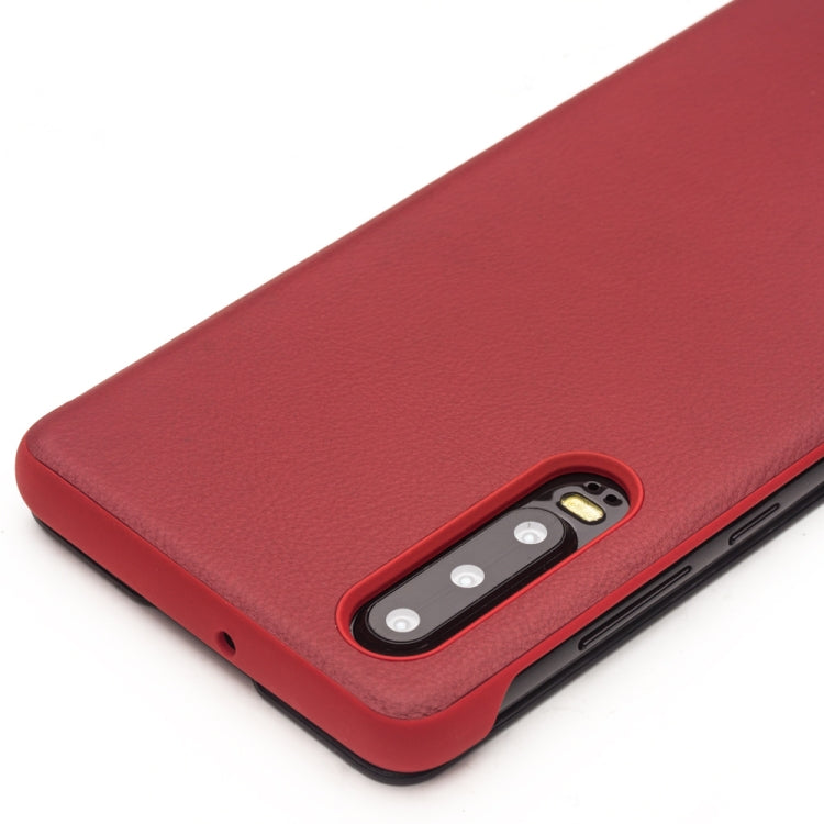 For Huawei P30 QIALINO Genuine Leather Side Window View Smart Phone Case(Red) - Huawei Cases by QIALINO | Online Shopping UK | buy2fix