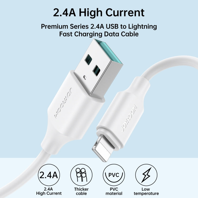 JOYROOM S-UL012A9 2.4A USB to 8 Pin Fast Charging Data Cable, Length:1m(White) - Normal Style Cable by JOYROOM | Online Shopping UK | buy2fix