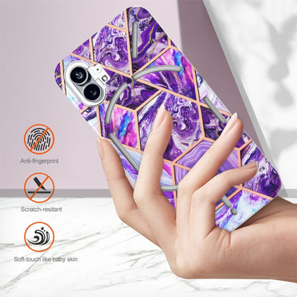 For Nothing Phone 1 Electroplating Splicing Marble TPU Phone Case(Dark Purple) - More Brand by buy2fix | Online Shopping UK | buy2fix