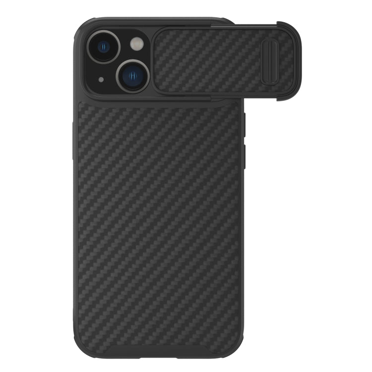 For iPhone 14 NILLKIN Synthetic Fiber Camshield Magnetic Phone Case(Black) - iPhone 14 Cases by NILLKIN | Online Shopping UK | buy2fix