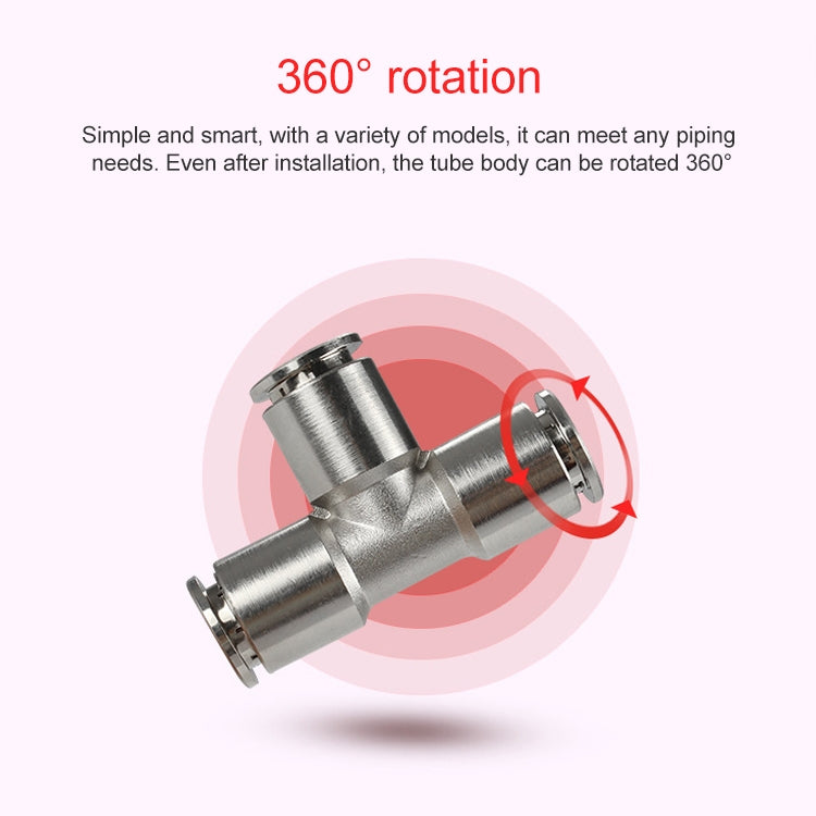 PE-14 LAIZE Nickel Plated Copper Tee Pneumatic Quick Fitting Connector -  by LAIZE | Online Shopping UK | buy2fix