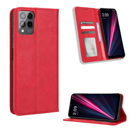 For T-Mobile REVVL 6 Pro 5G Magnetic Buckle Retro Texture Leather Phone Case(Red) - More Brand by buy2fix | Online Shopping UK | buy2fix