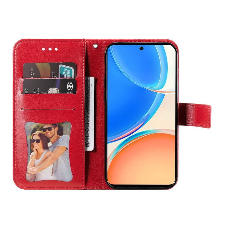 For Honor X8 5G / X6 7-petal Flowers Embossing Leather Phone Case(Red) - Honor Cases by buy2fix | Online Shopping UK | buy2fix