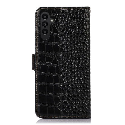 For Samsung Galaxy A14 5G Crocodile Top Layer Cowhide Leather Phone Case(Black) - Galaxy Phone Cases by buy2fix | Online Shopping UK | buy2fix