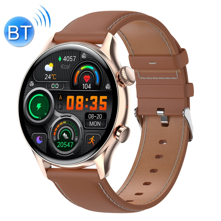 Ochstin 5HK8 Pro 1.36 inch Round Screen Blood Oxygen Blood Pressure Monitoring Bluetooth Smart Watch, Strap:Leather(Gold) - Smart Watches by OCHSTIN | Online Shopping UK | buy2fix