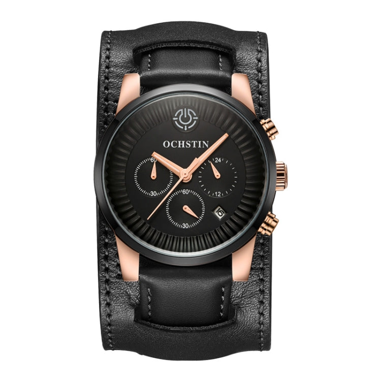 Ochstin 7232 Multifunctional Business Leather Wrist Wrist Waterproof Quartz Watch(Rose Gold+Black) - Leather Strap Watches by OCHSTIN | Online Shopping UK | buy2fix