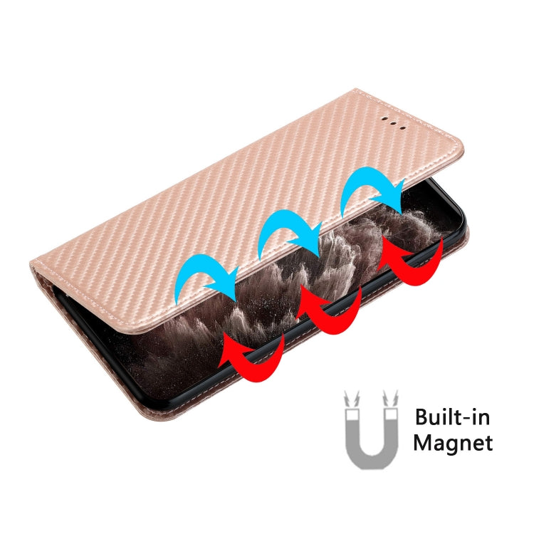 For Xiaomi 12T / 12T Pro / Redmi K50 Ultra Carbon Fiber Texture Magnetic Flip Leather Phone Case(Rose Gold) - Xiaomi Cases by buy2fix | Online Shopping UK | buy2fix