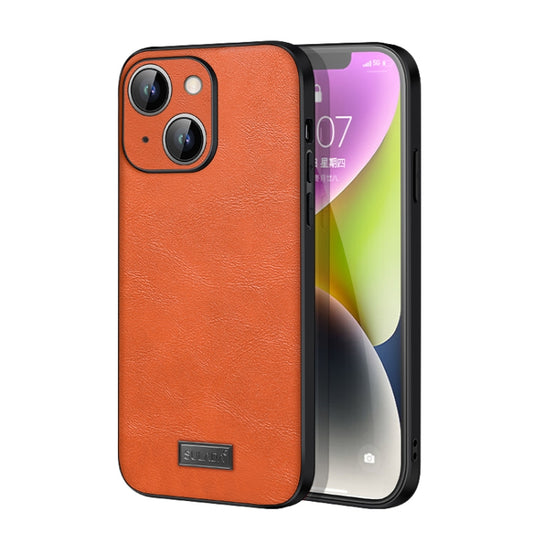 For iPhone 14 SULADA Shockproof TPU + Handmade Leather Phone Case(Orange) - iPhone 14 Cases by SULADA | Online Shopping UK | buy2fix