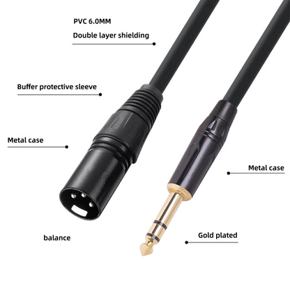 TC145BK19 6.35mm 1/4 inch TRS Male to XLR 3pin Male Audio Cable, Length:1m - Consumer Electronics by buy2fix | Online Shopping UK | buy2fix