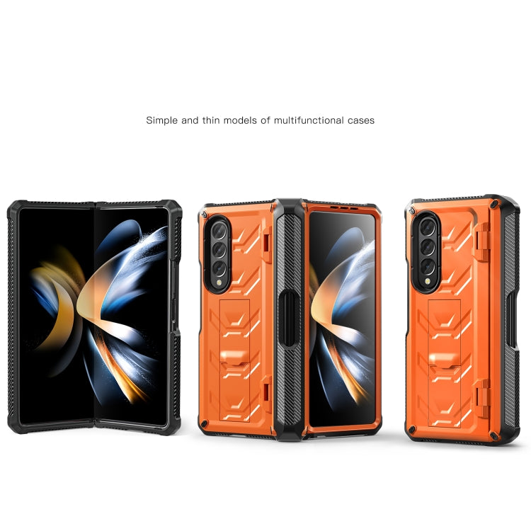 For Samsung Galaxy Z Fold4 5G SM-F936 Armored All-inclusive Shockproof Folding Phone Case(Orange) - Galaxy Z Fold4 5G Cases by buy2fix | Online Shopping UK | buy2fix