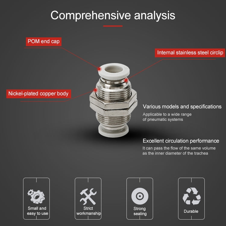 PM-10 LAIZE PM Bulkhead Straight Pneumatic Quick Fitting Connector -  by LAIZE | Online Shopping UK | buy2fix