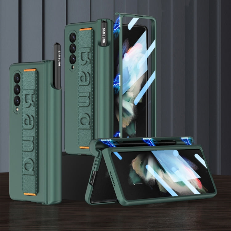 For Samsung Galaxy Z Fold3 5G GKK Magnetic Fold Hinge Shockproof Phone Case with Wrist Strap(Green) - Galaxy Phone Cases by GKK | Online Shopping UK | buy2fix