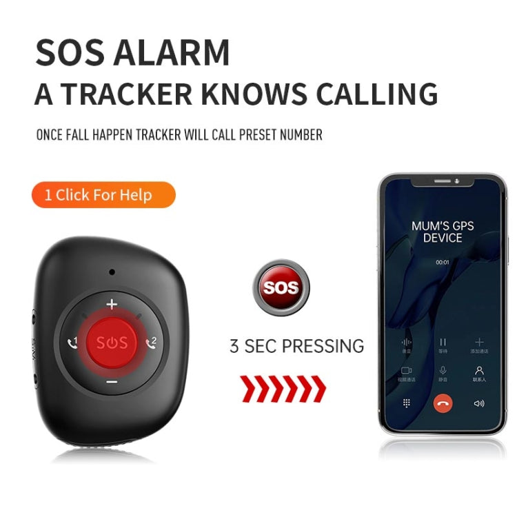 RF-V50 IP67 Waterproof 4G LTE 3G 2G GSM Elderly SOS Button Emergency Alarm GPS Tracker(Black) - In Car by buy2fix | Online Shopping UK | buy2fix