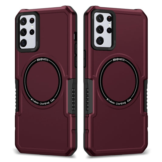 For Samsung Galaxy S23+ 5G MagSafe Shockproof Armor Phone Case(Wine Red) - Galaxy S23+ 5G Cases by buy2fix | Online Shopping UK | buy2fix