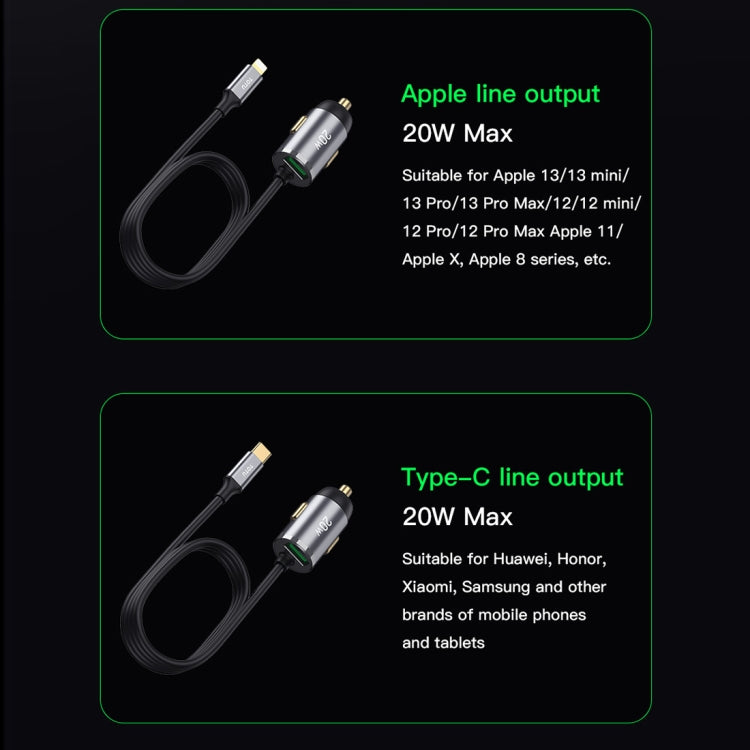 TOTUDESIGN 20W USB Car Fast Charging, Cable Length: 1.2m, Interface:USB-C / Type-C(Black) - In Car by TOTUDESIGN | Online Shopping UK | buy2fix