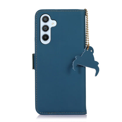 For Samsung Galaxy A54 5G Genuine Leather Magnetic RFID Leather Phone Case(Blue) - Galaxy Phone Cases by buy2fix | Online Shopping UK | buy2fix