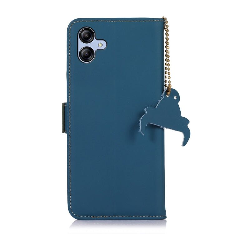 For Samsung Galaxy A04e Genuine Leather Magnetic RFID Leather Phone Case(Blue) - Galaxy Phone Cases by buy2fix | Online Shopping UK | buy2fix