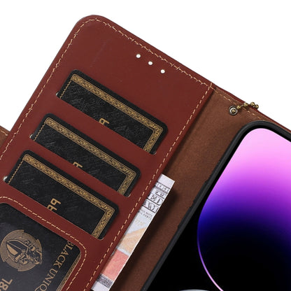 For Samsung Galaxy A04e Genuine Leather Magnetic RFID Leather Phone Case(Coffee) - Galaxy Phone Cases by buy2fix | Online Shopping UK | buy2fix