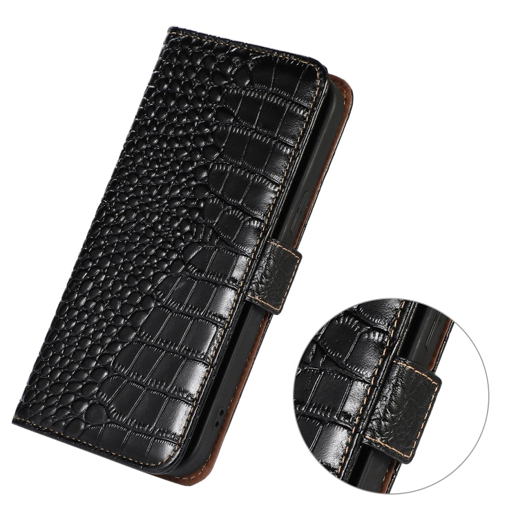 For Samsung Galaxy A04e Crocodile Top Layer Cowhide Leather Phone Case(Black) - Galaxy Phone Cases by buy2fix | Online Shopping UK | buy2fix