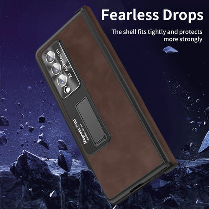 For Samsung Galaxy Z Fold3 5G Napa Texture All-inclusive Phone Case(Coffee) - Galaxy Phone Cases by buy2fix | Online Shopping UK | buy2fix