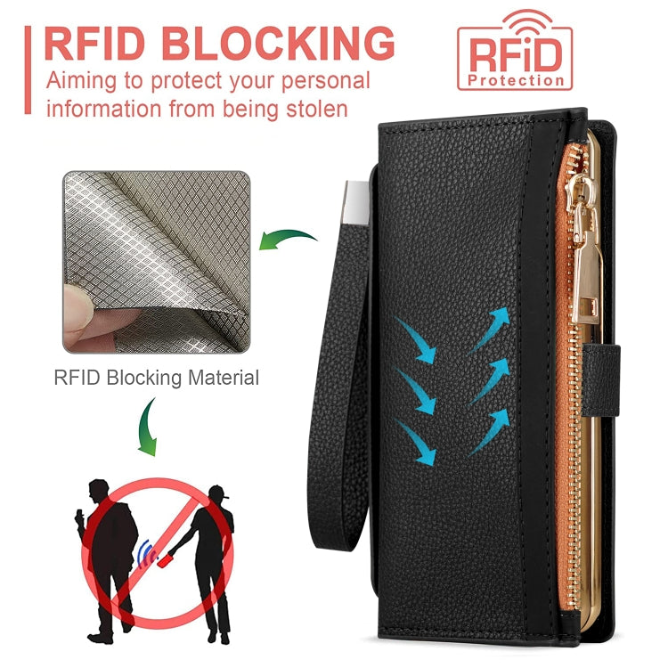 For Samsung Galaxy Z Fold4 Celebrity Series RFID Anti-theft Brush Phone Leather Case with Pen Slot(Blue) - Galaxy Z Fold4 5G Cases by buy2fix | Online Shopping UK | buy2fix