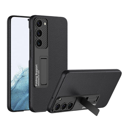 For Samsung Galaxy S23+ 5G GKK Plain Leather Shockproof Phone Case with Holder(Black) - Galaxy S23+ 5G Cases by GKK | Online Shopping UK | buy2fix