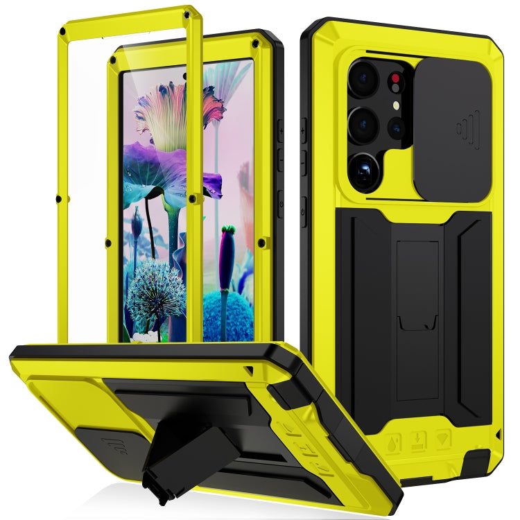 For Samsung Galaxy S23 Ultra 5G R-JUST Sliding Camera Design Life Waterproof Dustproof Shockproof Phone Case(Yellow) - Galaxy S23 Ultra 5G Cases by R-JUST | Online Shopping UK | buy2fix