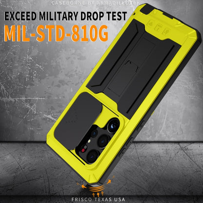 For Samsung Galaxy S23 Ultra 5G R-JUST Sliding Camera Design Life Waterproof Dustproof Shockproof Phone Case(Yellow) - Galaxy S23 Ultra 5G Cases by R-JUST | Online Shopping UK | buy2fix