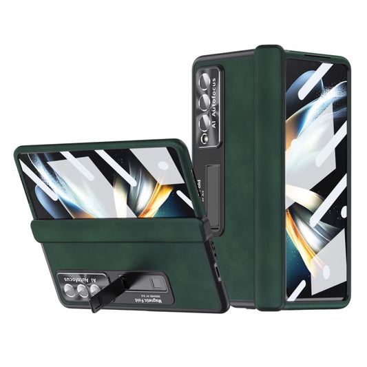 For Samsung Galaxy Z Fold4 Napa Pattern All-inclusive Magnetic Phone Case(Green) - Galaxy Z Fold4 5G Cases by buy2fix | Online Shopping UK | buy2fix