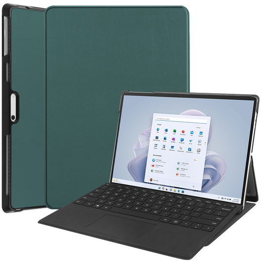 For Microsoft Surface Pro 9 Custer Pure Color Holder Leather Tablet Case(Green) - Microsoft by buy2fix | Online Shopping UK | buy2fix