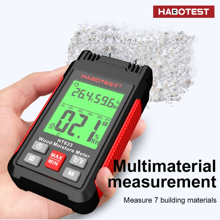 HABOTEST HT633 Portable Multifunctional Digital Display Wood Moisture Detector - Consumer Electronics by buy2fix | Online Shopping UK | buy2fix