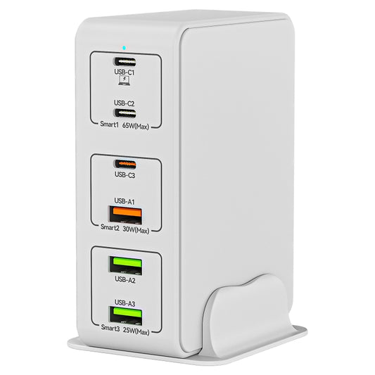 818H 120W Type-C + USB 6-Ports Desktop Fast Charger, Plug Type:AU Plug(White) - Multifunction Charger by buy2fix | Online Shopping UK | buy2fix