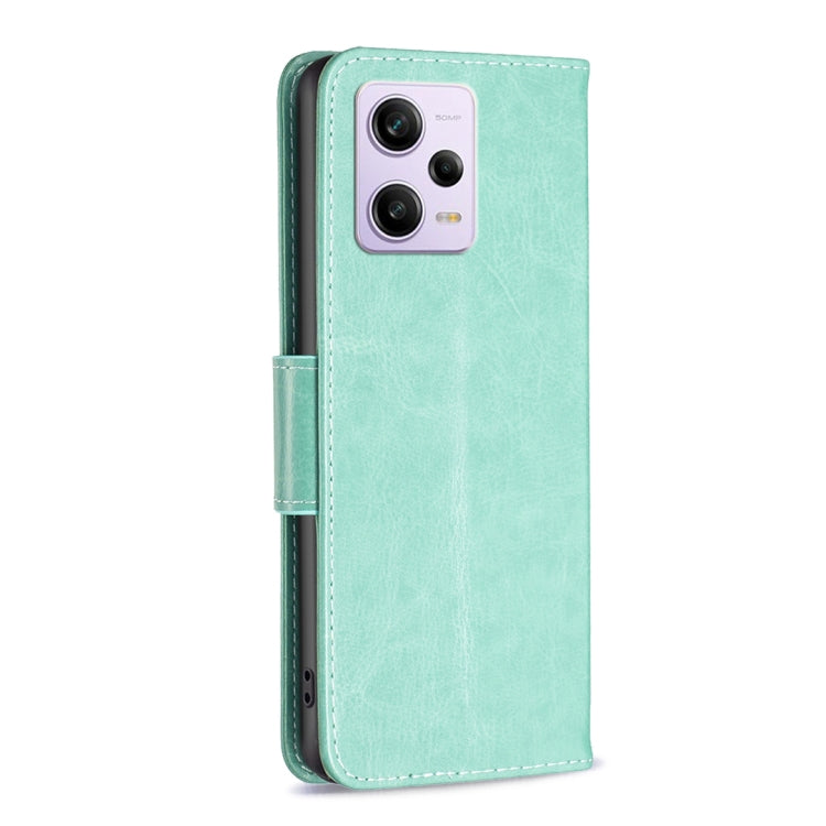 For Xiaomi Redmi Note 12 Pro 5G Global Embossing Two Butterflies Pattern Leather Phone Case(Green) - Note 12 Pro Cases by buy2fix | Online Shopping UK | buy2fix