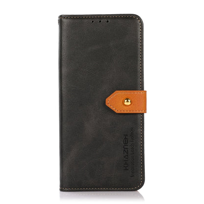 For Motorola Moto E13 4G KHAZNEH Dual-color Cowhide Texture Flip Leather Phone Case(Black) - Motorola Cases by buy2fix | Online Shopping UK | buy2fix