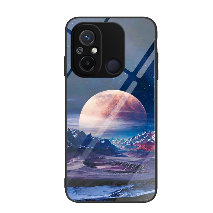 For Xiaomi Redmi 12C Colorful Painted Glass Phone Case(Moon Hill) - Xiaomi Cases by buy2fix | Online Shopping UK | buy2fix