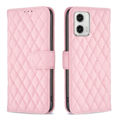 For Motorola Moto G73 5G Diamond Lattice Wallet Leather Flip Phone Case(Pink) - Motorola Cases by buy2fix | Online Shopping UK | buy2fix