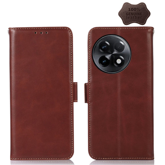 For OnePlus Ace 2 5G Crazy Horse Top Layer Cowhide Leather Phone Case(Brown) - OnePlus Cases by buy2fix | Online Shopping UK | buy2fix