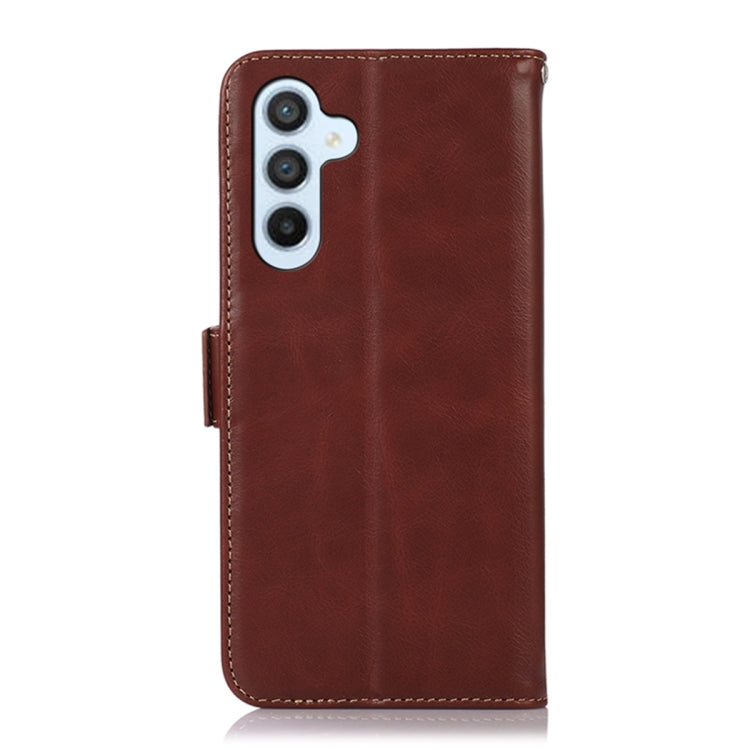 For Samsung Galaxy A24 4G Magnetic Crazy Horse Texture Genuine Leather RFID Phone Case(Brown) - Galaxy Phone Cases by buy2fix | Online Shopping UK | buy2fix