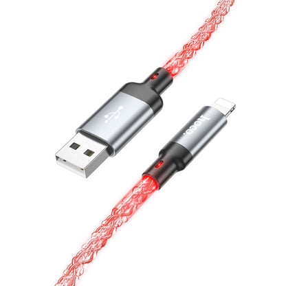 hoco U112 2.4A USB to 8 Pin Luminous Data Cable, Length: 1m(Grey) - Normal Style Cable by hoco | Online Shopping UK | buy2fix