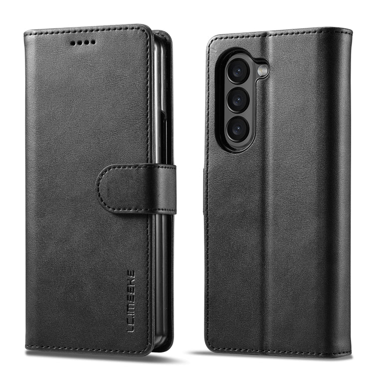 For Samsung Galaxy Z Fold5 5G LC.IMEEKE Calf Texture Leather Phone Case(Black) - Galaxy Z Fold5 Cases by LC.IMEEKE | Online Shopping UK | buy2fix