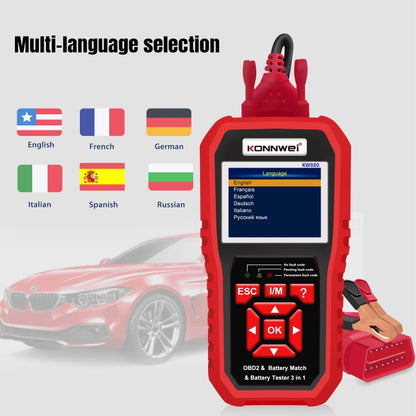 KONNWEI KW880 3 in 1 Car OBD2 Fault Diagnosis + Battery Tester + Battery Match Reset - In Car by KONNWEI | Online Shopping UK | buy2fix