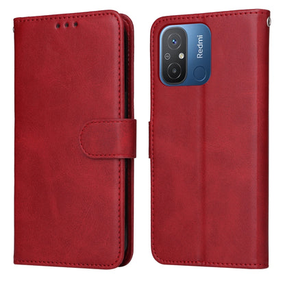 For Xiaomi Redmi 11A 4G/12C Classic Calf Texture Flip Leather Phone Case(Red) - Xiaomi Cases by buy2fix | Online Shopping UK | buy2fix