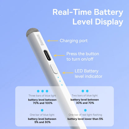 Baseus SXBC060302 2 Series LED Indicators Smooth Capacitive Writing Stylus, Active + Passive Version(White) - Stylus Pen by Baseus | Online Shopping UK | buy2fix